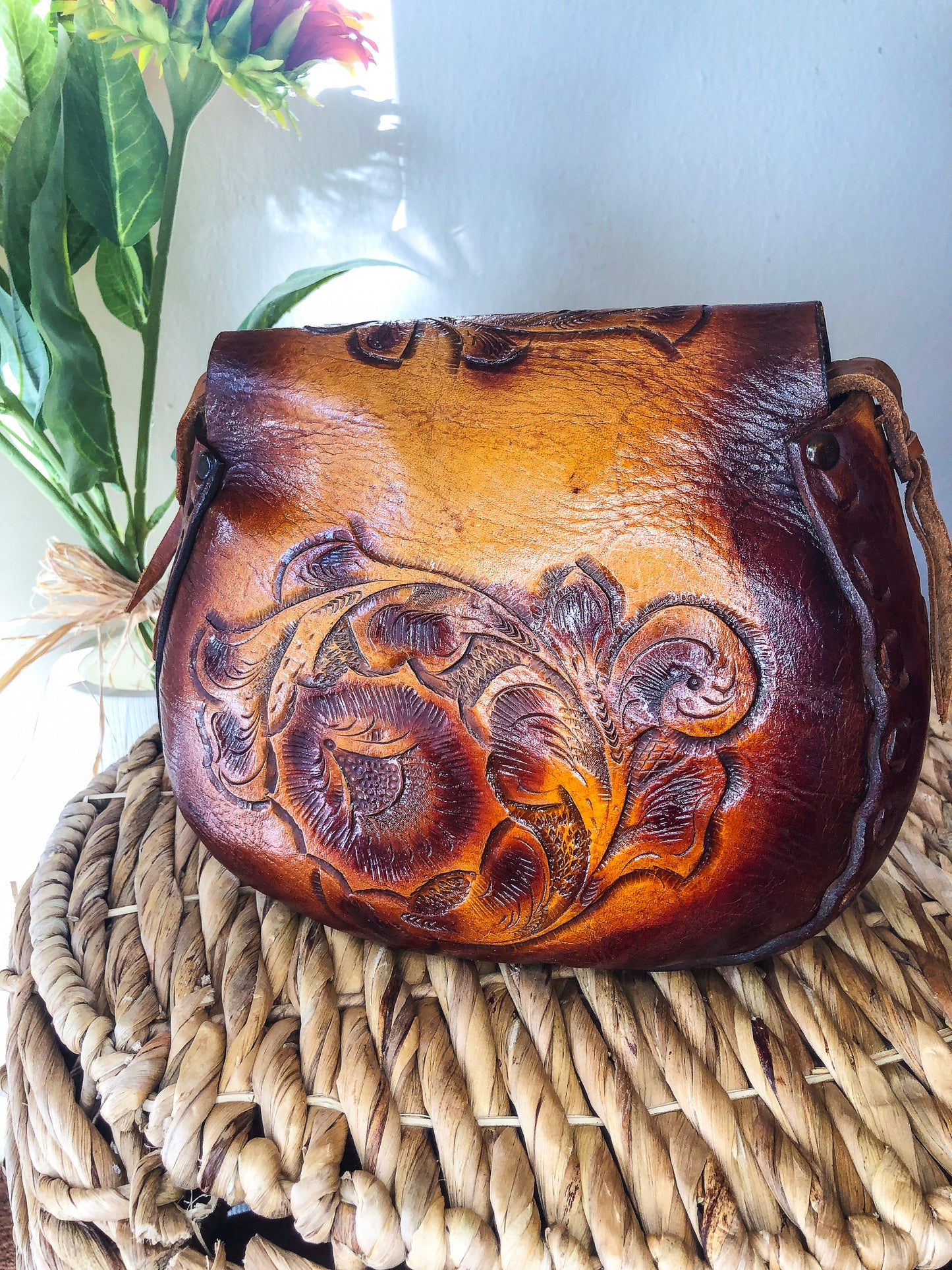Hand Crafted Vintage Style Genuine Pig Leather Purse