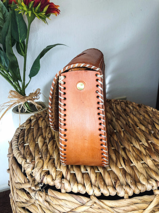 Handmade Dark Tan Genuine Leather Crossbody/Shoulder Purse