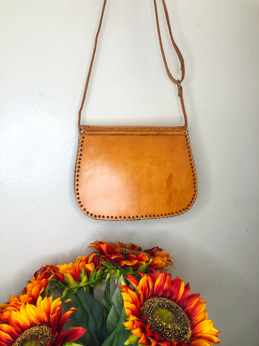 Handmade Light Tan Genuine Leather Crossbody/Shoulder Purse