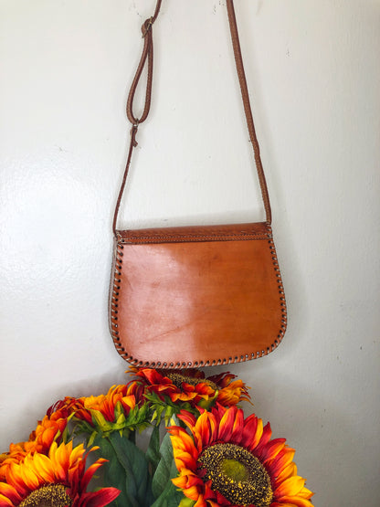 Handmade Dark Tan Genuine Leather Crossbody/Shoulder Purse